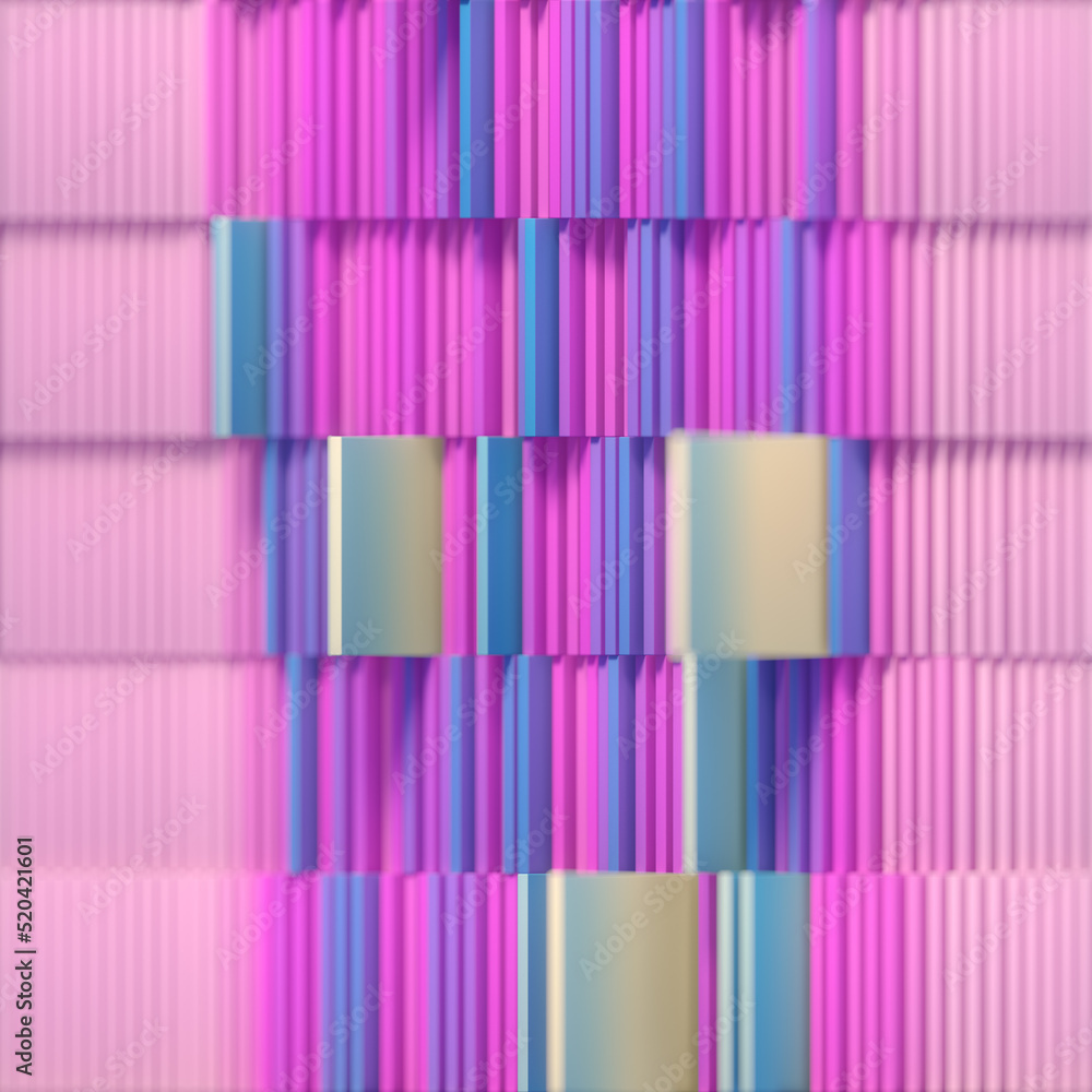 Poster rectangular blocks pushed up by waves. 3d rendering trendy background. digital illustration