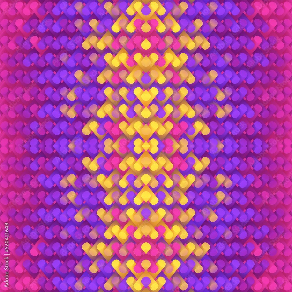 Poster digital background of cylindrical shapes with trendy neon colored gradient. 3d rendering illustratio