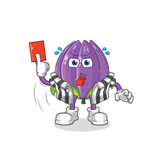 tulip referee with red card illustration. character vector