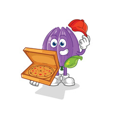 tulip pizza delivery boy vector. cartoon character