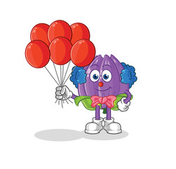 tulip clown with balloons vector. cartoon character
