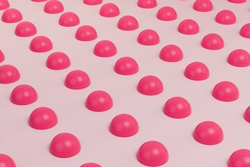 abstract background. patterns of pink spheres immersed in a beautiful light pink background. 3d illustration. 3d render