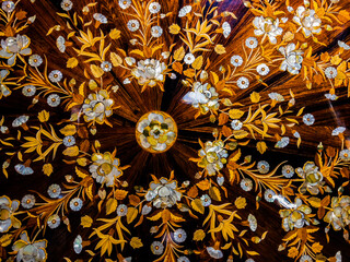 artistic and creative iranian paintings on wood with mother-of-pearl