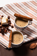 hot chocolate drink with cinnamon for breakfast