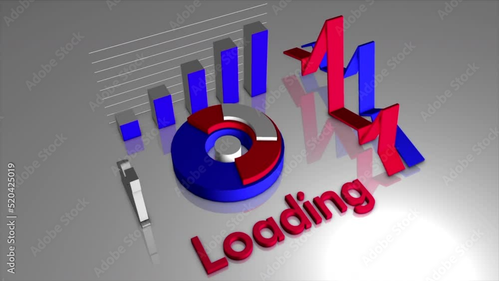 Aufkleber visualization of loading process through graphs and spinning diagram. motion. concept of data and on