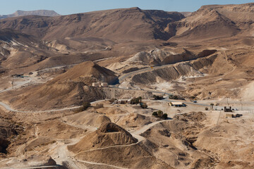 Arid hills of Judean desert, shot from Masada fortress