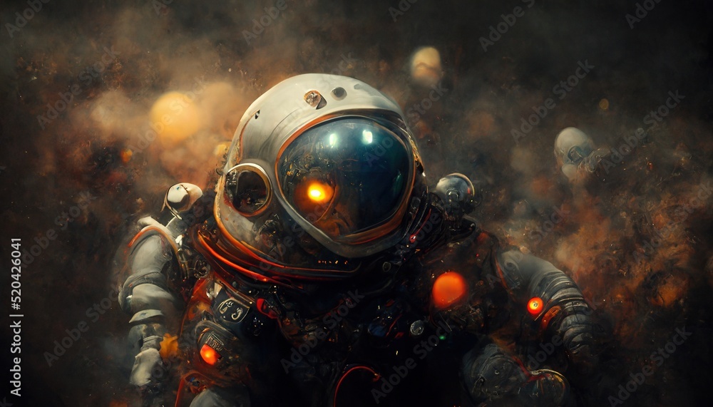 Poster astronaut or cosmonaut helmet close-up. a sci-fi portrait of an astronaut. astronaut at spacewalk. 3
