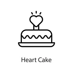 Heart Cake vector Outline Icon Design illustration on White background. EPS 10 File 
