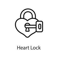 Heart Lock vector Outline Icon Design illustration on White background. EPS 10 File 