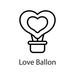 Love Ballon vector Outline Icon Design illustration on White background. EPS 10 File 
