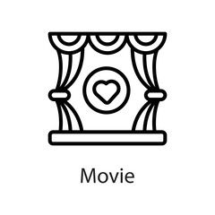 Movie vector Outline Icon Design illustration on White background. EPS 10 File 