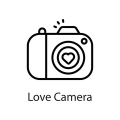 Love Camera vector Outline Icon Design illustration on White background. EPS 10 File 
