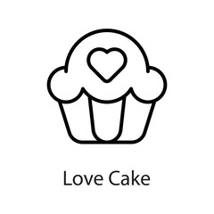Love Cake vector Outline Icon Design illustration on White background. EPS 10 File 