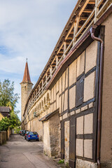 Rothenburg ob der Tauber, Germany. Scenic view of medieval fortress wall and watchtower