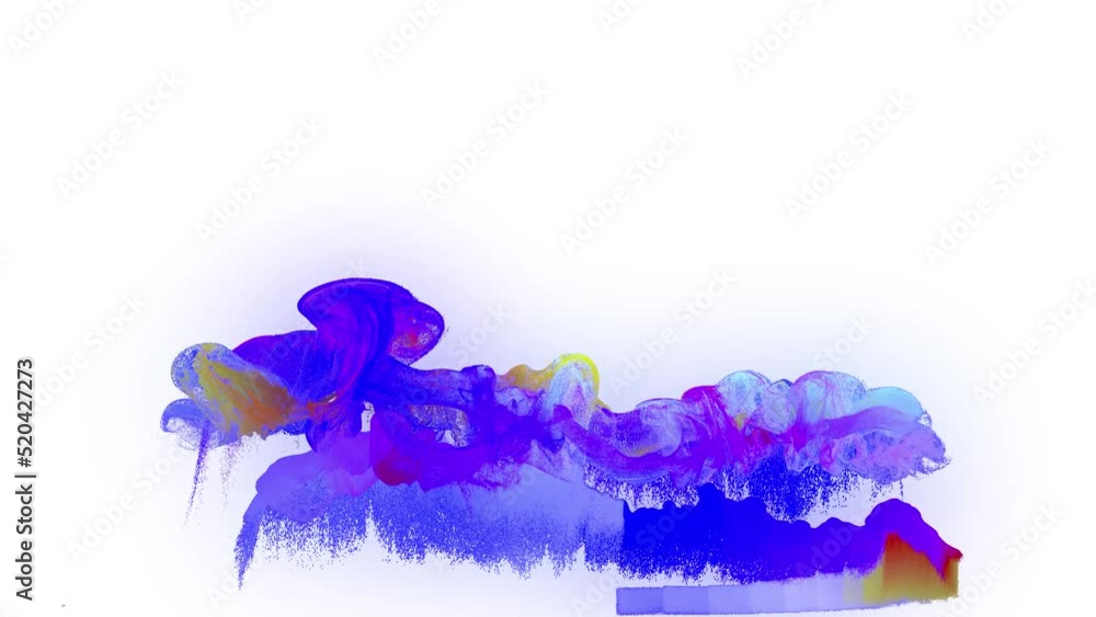 Aufkleber cloud of particles on white bg. multicolored particles spread in camera like ink effect. emitter emi