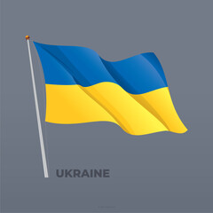 3D vector Ukraine national waving flag