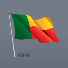 3D vector Republic of Benin national waving flag