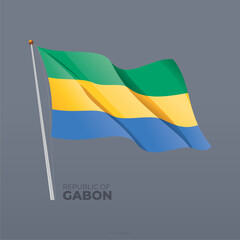 3D vector Republic of Gabon national waving flag