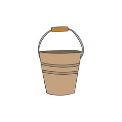 Bucket colorful icon in vector. Bucket colorful doodle illustration in vector