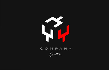 Fototapeta premium Y red white three letter cube alphabet letter logo icon design. Creative template for company and business
