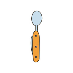 Camp spoon colorful doodle illustration. Outdoor spoon icon. Pocket spoon colorful illustration in vector.