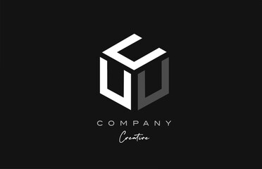 grey white U three letter cube alphabet letter logo icon design. Creative template for company