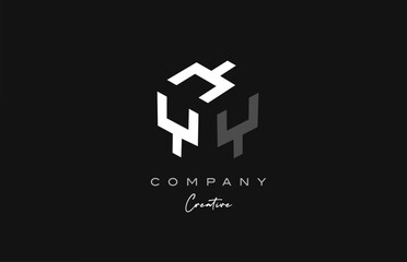 Obraz premium grey white Y three letter cube alphabet letter logo icon design. Creative template for company