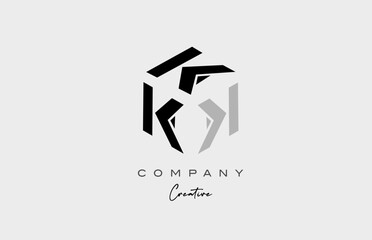 K grey three letter alphabet letter logo icon design. Creative template for business and company