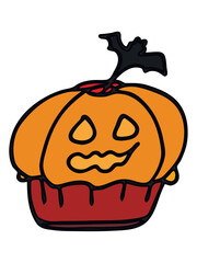 Halloween cute dessert on a white background. Hand drawn colorful vector illustration that works well for holiday projects and cards.