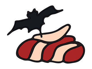 Halloween cute dessert on a white background. Hand drawn colorful vector illustration that works well for holiday projects and cards.