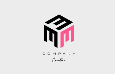 pink M three letter alphabet letter logo icon design. Creative template for business and company