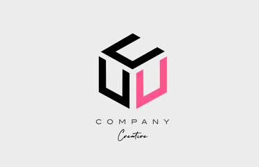 pink U three letter alphabet letter logo icon design. Creative template for business and company