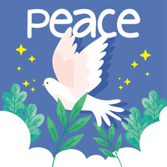 peace lettering with dove