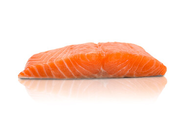 Salmon fillet isolated on a white background. Fresh fish.
