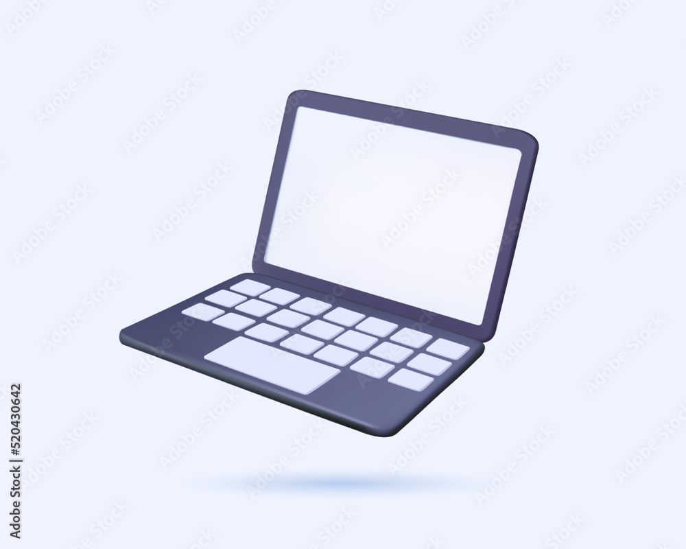 Poster minimal laptop design 3d icon vector illustration. notebook front with empty scape on white backgrou