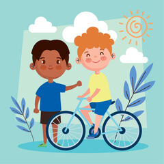 little boys with bicycle