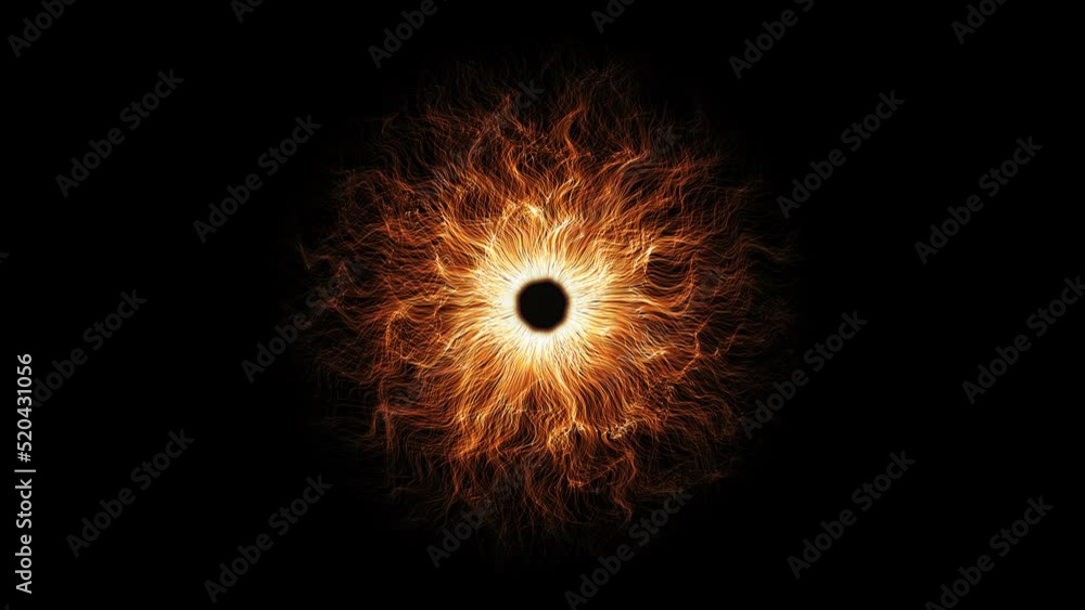 Wall mural eye iris from flowing wavy particles and trails, rays. seamless loop motion background.