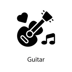 Guitar vector Solid Icon Design illustration on White background. EPS 10 File 