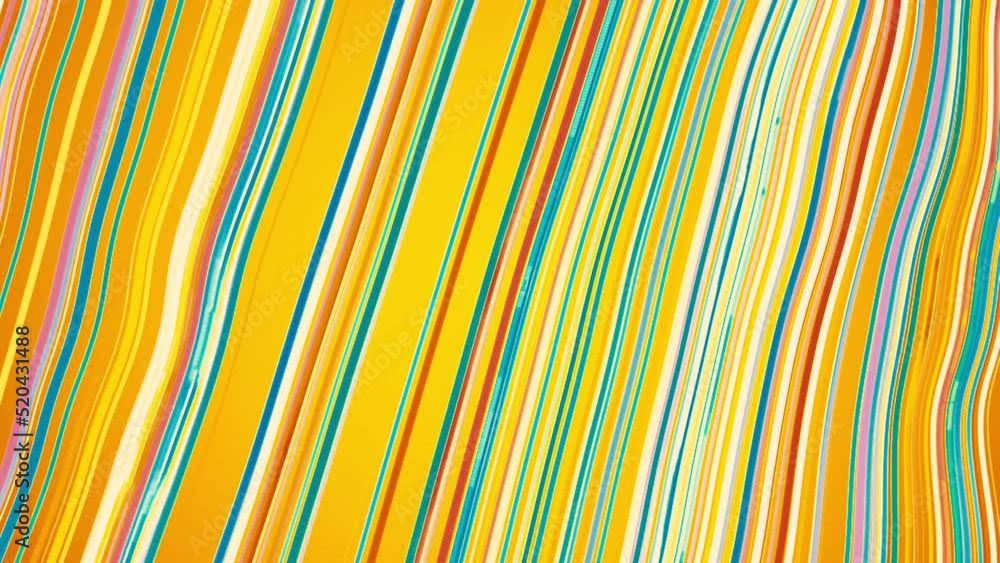 Poster animation with moving stream of colorful wavy lines. motion. lines move in flow with wavy distortion