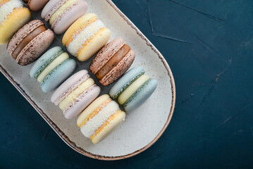Colorful french macarons