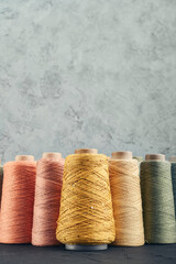 Set of colored yarn for knitting on cone