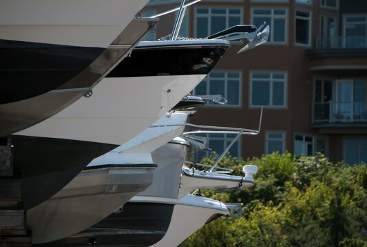 Row Of Boats On Shelves  At Boat Storage Near Edmond Marina -2