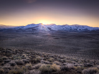 Sunset over High Desert Mountains