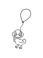 Glückliches Entenküken Luftballon Comic 