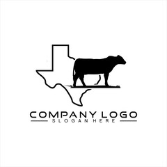 Cow logo design vector with Texas map