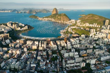 Foto op Plexiglas Copacabana, Rio de Janeiro, Brazilië Botafogo Neighborhood Aerial View With the Sugarloaf Mountain View, Rio de Janeiro