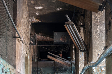 An abandoned old factory made of red bricks - a spinning mill in Poland