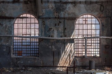 An abandoned old factory made of red bricks - a spinning mill in Poland
