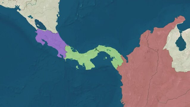 Zoom in to the map of panama canal with text, textless