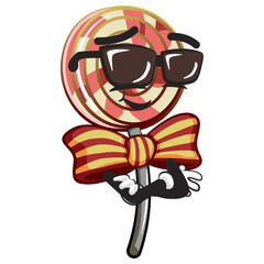 Stylish lollipop mascot character illustration vector wearing sunglasses